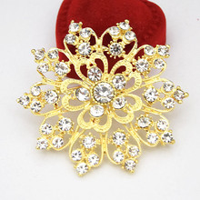 Gold Color Alloy Clear Crystals Heart Flower Big Brooch Factory Cheap Wholesale Pins Lady Buckle Pins 2024 - buy cheap