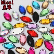 Micui 100PCS 6*12mm Sewing Crystal AB Flatback Acrylic Rhinestones Sew On Crystals Stones Horse Eye For DIY Clothes Crafts MC768 2024 - buy cheap