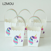 10Pcs Unicorn Paper Bag Candy Dragee Boxes Gift Bags with Rainbow Handles for Children Birthday Cookie Unicorn Party Decoration 2024 - buy cheap