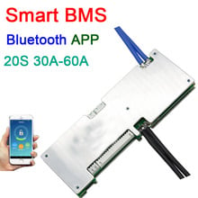 Smart 20s 60a 50a 40a 30a lítio li-ion bateria placa de proteção bms sistema bluetooth telefone app uart software monitor e-bike 2024 - compre barato