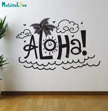 Adesivo de parede de vinil simples, arte palavra, aloha, decoração de casa, sala, quarto, decalques removível presente para crianças yy789 2024 - compre barato