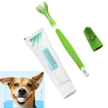 3-heads Finger Heads Edible Toothpaste Pet Dog Oral Care Cleaning Supplies Toothpaste Toothbrush Set 2024 - buy cheap