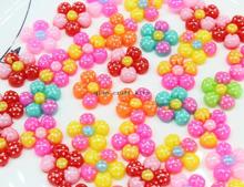 300pcs Mixed Colors handpaint 3 tones sun Flower w/ bows polka dots Resin Cabochons, Flower Shaped 20mm D25 2024 - buy cheap