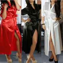 Women Sexy Satin Silk Nightdress  Sleepwear Long Dress Robe Night Wear 2019 2024 - buy cheap