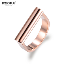 Женское Обручальное Кольцо BOBOTUU, классическое кольцо из титановой нержавеющей стали золотого цвета, BR17042 2024 - купить недорого