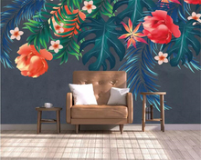Beibehang Custom wallpaper Bedroom living room background wall 3d wallpaper tropical rainforest hand painted floral 3d wallpaper 2024 - buy cheap