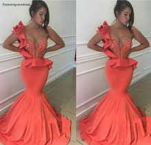 Coral Color Evening Dresses 2019 One Shoulder Sleeveless Formal Women Holiday Wear Celebrity Party Gowns Plus Size Custom Made 2024 - buy cheap