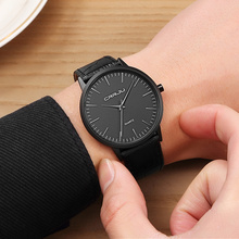 Relógio de pulso masculino luxuoso crrju, relógio minimalista ultrafino de quartzo à prova d'água 2024 - compre barato