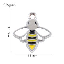 Lote de 20 unidades de colgantes de abeja de aleación de Zinc esmaltados, 15x14mm, accesorios para joyería Diy 2024 - compra barato