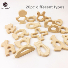 Let's Make Wooden Teether 20pc Nature Baby Teething Toy Organic Wood Teething Holder Nursing Wood Necklace Baby Charms Pendants 2024 - buy cheap
