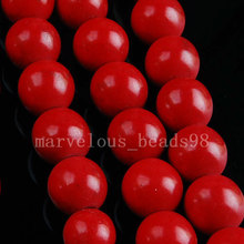 Free Shipping Beautiful jewelry  8mm Red Howlite Round Loose Beads Jewelry G5581 2024 - buy cheap