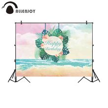 Allenjoy фон для портретной двери с изображением акварели пляжа и неба на лето день рождения Цветочный Тропический лист Новое поступление Фон 2024 - купить недорого