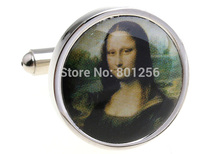 Free shipping Photo Cufflinks  blue color round famous photo design copper material men cufflinks whoelsale&retail 2024 - buy cheap