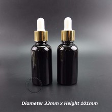 A++ 30ml/30cc/1oz Essential Oil Bottle Empty Glass Dropper Vials With Bright Golden Cap Black Refillable Glassware 5pcs/lot 2024 - buy cheap