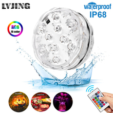 Underwater LED Light Submersible IP68 Waterproof Battery Operated Remote Control Multi Color 10 LED RGB Swimming Pool Night Lamp 2024 - buy cheap