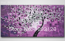 Pintura al óleo de árbol, arte abstracto sobre lienzo Imagen pintada a mano para decoración de pared del hogar, alta calidad Pinturas de cuchillo caliente 2024 - compra barato