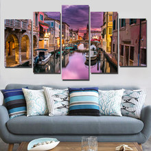 HD Printed Modular Canvas Posters 5 Panels Venice At Dusk Framework Wall Art Painting Living Room Home Decor Scenery Pictures 2024 - buy cheap