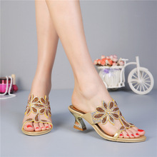 G-sparrow Summer New Catwalk Fashion Rhinestone Women's Shoes Diamond Slippers Sandals 2024 - buy cheap