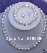 9-10MM Real Freshwater Cultured Pearl Necklace Bracelet Earring Set 2024 - buy cheap