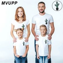 Одинаковая одежда с рисунком кактуса для папы, мамы, ребенка, папы, мамы, дочки, сына, семейная футболка, комплекты для мам, сестер 2024 - купить недорого