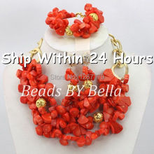 Pink Coral Beads Jewelry Set Nigerian Wedding African Beads Jewelry Set 2017 Brides Gift Jewelry Free Shipping ABJ571 2024 - buy cheap