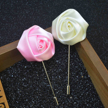 New Best Man Groom Boutonniere Silk Satin Rose Flower men buttonhole Wedding Party Prom Man Suit Corsage Pin Brooch 2024 - buy cheap