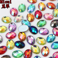 Micui 200PCS 6*8mm AB Color Oval Rhinestone Acrylic Flatback Strass Crystal Stones For Jewelry Crafts Clothing Decorations MC467 2024 - купить недорого
