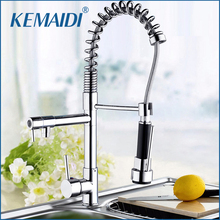 KEMAIDI Kitchen Hot and Cold Water Faucets Spring Pull Out Kitchen Faucet Polish Chrome Finish Spray Kitchen Mixer Tap 2024 - buy cheap