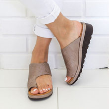 Sandalias de verano para mujer, zapatos de piel sintética, cómodos, con plataforma, suela plana, informales, suaves, corrección de pies y dedos grandes 2024 - compra barato