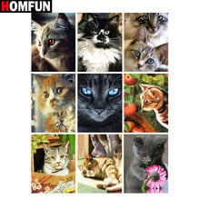 HOMFUN Full Square/Round Drill 5D DIY Diamond Painting "Animal cat" 3D Diamond Embroidery Cross Stitch Home Decor Gift 2024 - buy cheap