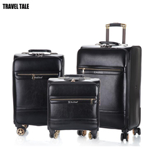 TRAVEL TALE retro leather spinner travel suitcase koffers trolleys set rolling luggage set for trip 2024 - buy cheap