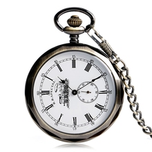 Карманные часы для женщин, ретро паровой локомотив с рисунком, ручная намотка, маленькие секунды, Механические карманные часы, мужские подарки 2024 - купить недорого