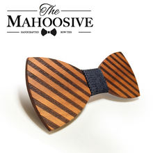 Mahoosive Listrado Bowties Gravatas Gravata borboleta Para Homens Clássicos De Madeira de Madeira de Madeira da Borboleta Bow Tie Gravatas Acessórios Bowknot 2024 - compre barato