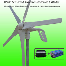 Great Discount 5 Blades 400W 12V Wind Turbine Generator With Perfect Wind Generator Controller & 600W Pure Sine Wave Inverter 2024 - buy cheap