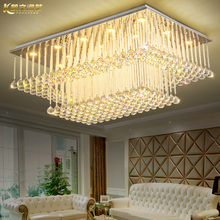 Rectangular living room lamp crystal lamp LED ceiling lamp bedroom lamp restaurant lamp simple double crystal lamp living room 2024 - buy cheap