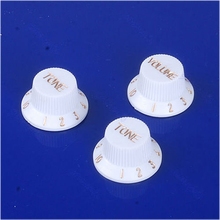 OOTDTY 1 Volume 2 Tone Control Knobs For Electric Guitar Bass FD ST Plastic White Golden 2024 - buy cheap