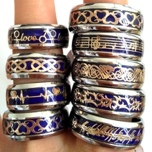 20pcs Unique MOOD 316L Stainless Steel Rings Popular Design TOP MIX Dragon Love ECG Color Change Men Wedding Rings Cool Jewelry 2024 - buy cheap