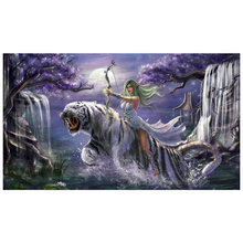 5d diamond painting fairy tiger full square drill fairyland girl diamond mosaic landscape 3d diamond embroidery decorative 2024 - buy cheap