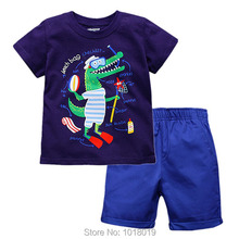 100% Cotton 2020 Summer Alligator T-shirt Pants 2pc Children Suits 1-7Y Bebe Boys Tops Baby Boy Clothes Sets Kids Casual Outfits 2024 - buy cheap