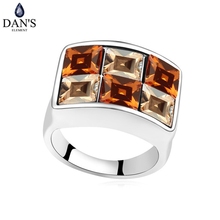 DAN'S ELEMENT 6 Colors Real Austrian Crystals  Geometric Fashion Ring for women New 107422Yellow 2024 - buy cheap