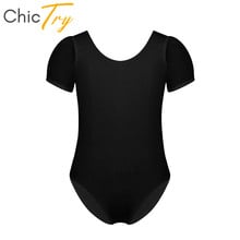 ChicTry Kids Pink/Black Ballet Leotard Girls Chiffon Short Sleeve Cutout Back Gymnastics Leotard Bodysuit Children Dance Wear 2024 - buy cheap