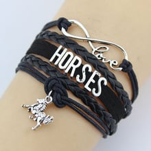 10PC/lot Infinity Love Horses Charm Wrap Bracelets Horse Braid Charms Bracelet Leather Gifts Women & Men Girl Bracelets Jewelry 2024 - buy cheap