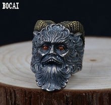 S925 silver vintage Thai silver ring fashion Satan styling men's silver ring 2024 - buy cheap