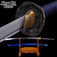 hand forged folded steel japanese samurai sword  katana Rustic tsuba Ginsu knives Practical Sharp 2024 - buy cheap