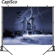 Capisco photography backdrop Halloween castle night sky thunder background photobooth photo sessions shoot photocall printed 2024 - buy cheap