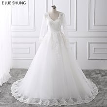 E JUE SHUNG White Lace Appliques Backless Cheap Wedding Dresses Long Sleeves Beach Bridal Dress Wedding Gowns robe de mariee 2024 - buy cheap