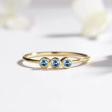 Женское Обручальное кольцо из твердого желтого золота 14 к, обручальное кольцо, изысканное ювелирное изделие, модные ювелирные украшения, натуральный небесно-голубой топаз 2024 - купить недорого