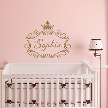 Name Vinyl Wall Decal Girl Personalized Princess Crown Frame Custom Decal Nursery Kids Baby Girls Room Bedroom Decor   A1-059 2024 - buy cheap