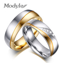 Modyle 2021 nova moda ouro-cor anéis para mulher homem anel de casamento 316l aço inoxidável promessa jóias 2024 - compre barato