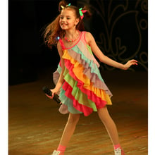 Vestido de princesa para meninas, vestido de renda de arco-íris sem mangas para bebês 2024 - compre barato